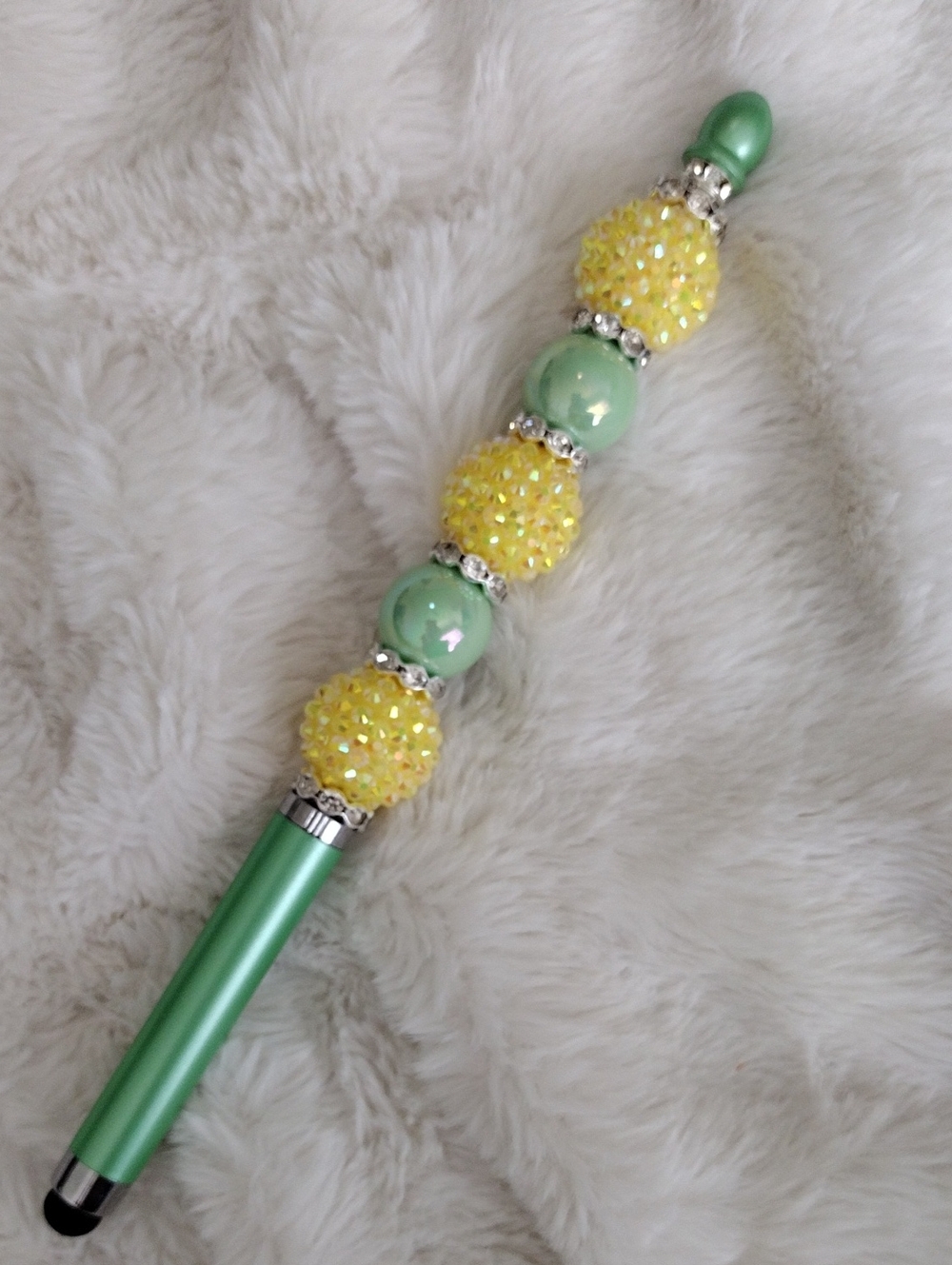 Green and Yellow Beaded Stylus & Pen